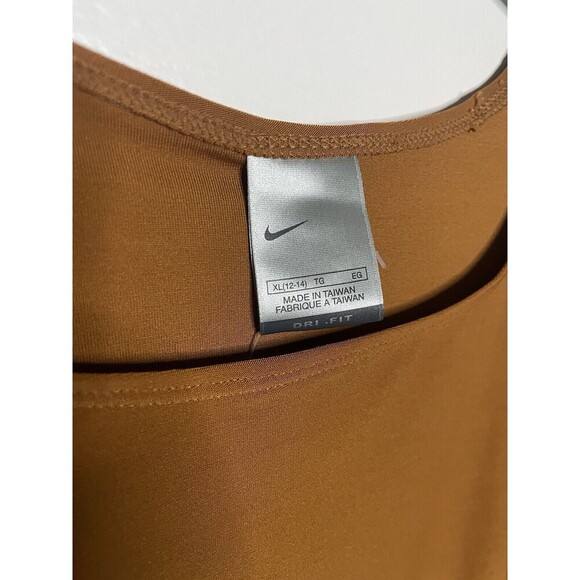 Vintage Y2K Center Swoosh Dri-Fit NWT Brown Athletic Sport Round Neck Long Shirt - Picture 5 of 11